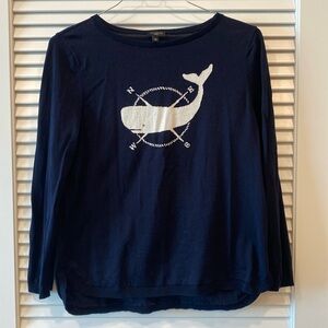 Talbots Navy Long Sleeve Sweater with Whale/Compass Size Lp